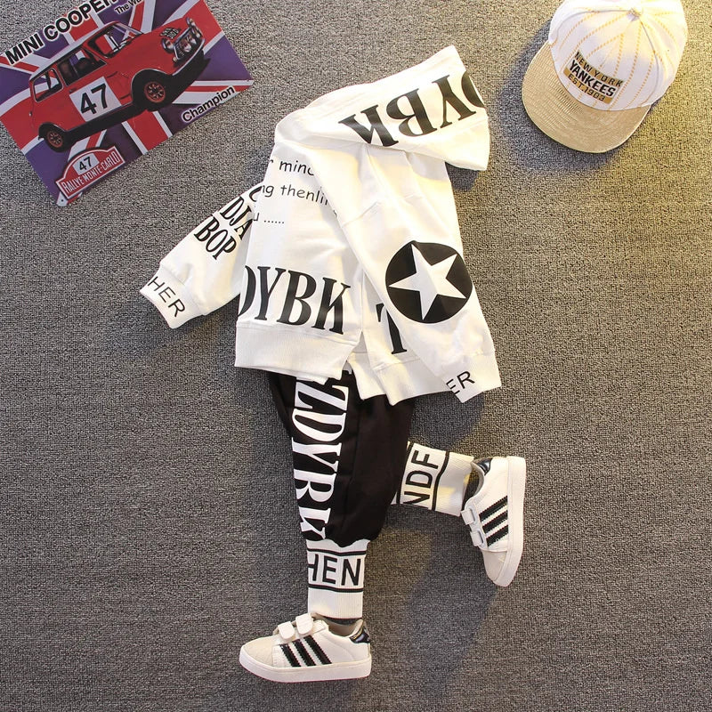 Adorable baby fashion: gray cotton hoodie and matching joggers for toddlers