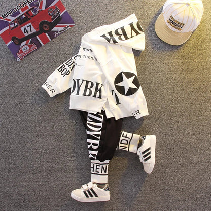 Adorable baby fashion: gray cotton hoodie and matching joggers for toddlers