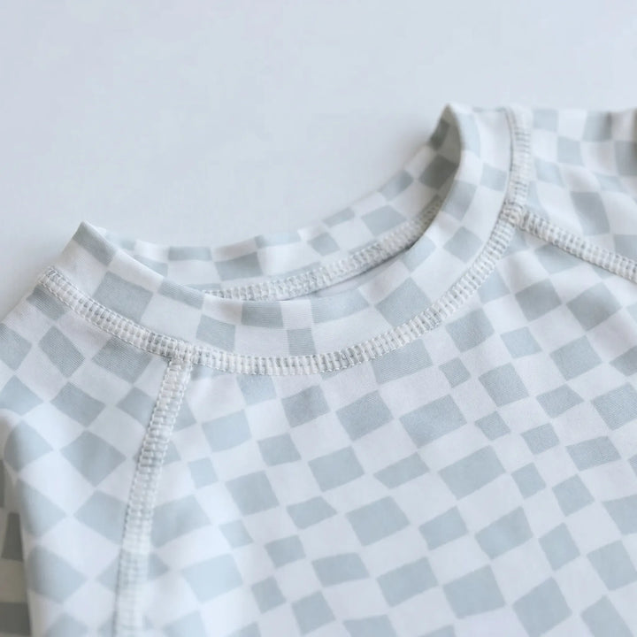 Comfortable two-piece UPF 50+ swimwear set for toddler boys, offering ultimate sun protection.