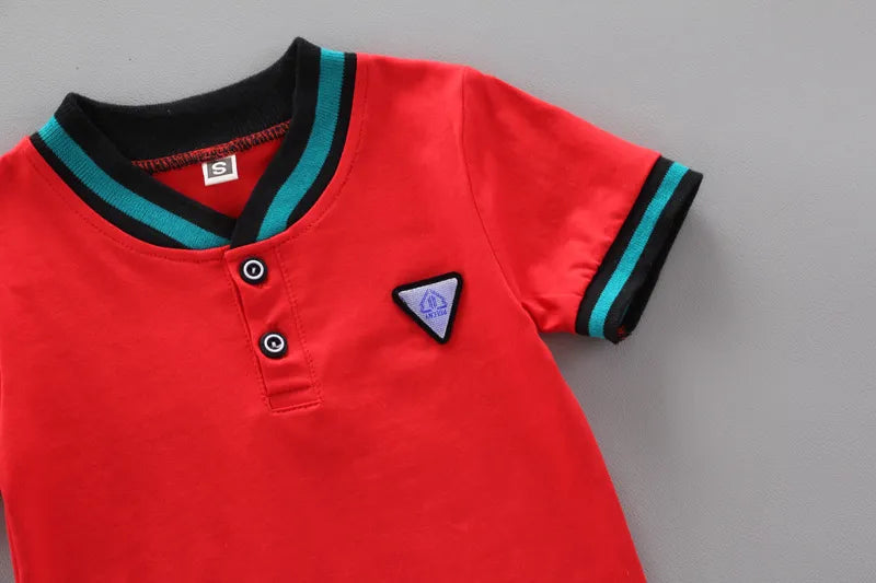 Durable toddler boys' short-sleeve top and shorts, 100% soft cotton for play
