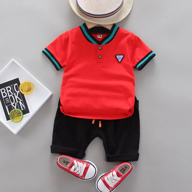 Toddler boys' cotton playwear set: comfy short-sleeve top and elastic waist shorts