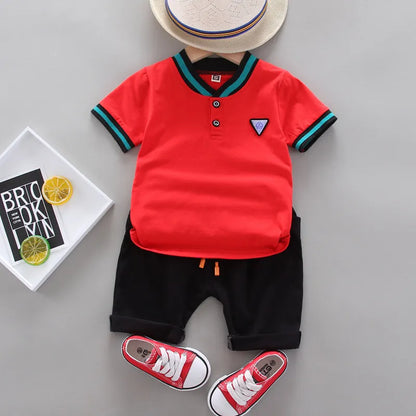 Toddler boys' cotton playwear set: comfy short-sleeve top and elastic waist shorts