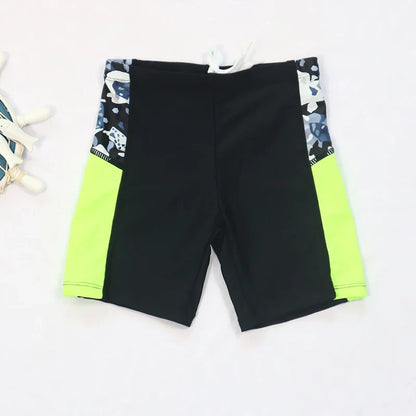 Sun protective boys' swimsuit set featuring long sleeve rash guard, shorts, and hat