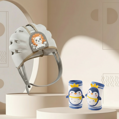 Close-up of the adjustable strap on a child's breathable head protector helmet, secure fit