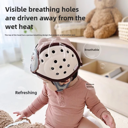 Infant head protector helmet in soft blue, lightweight design for ultimate toddler safety and comfort