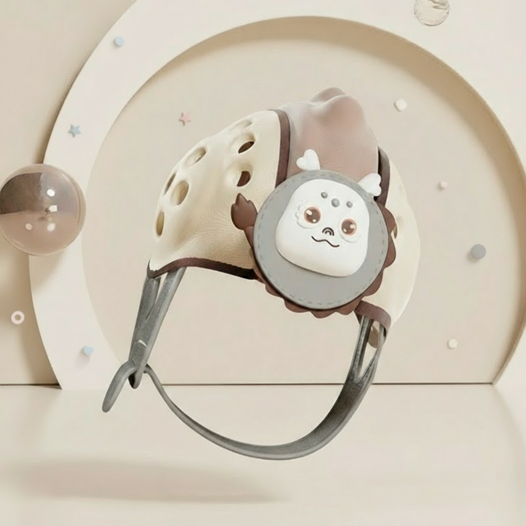 Breathable head protector helmet a crucial walking aid, adjustable for growing children's safety