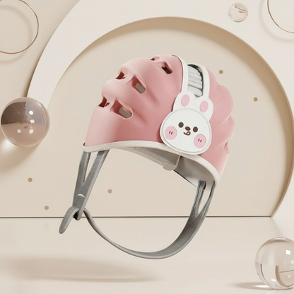 Toddler helmet made with breathable fabric, an adjustable head protector for active little ones