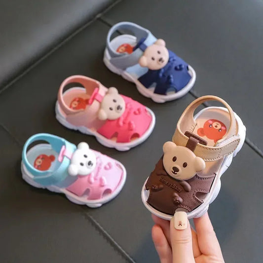 Toddler cartoon beach sandals for boys & girls, quick-dry anti-slip infant summer play shoes