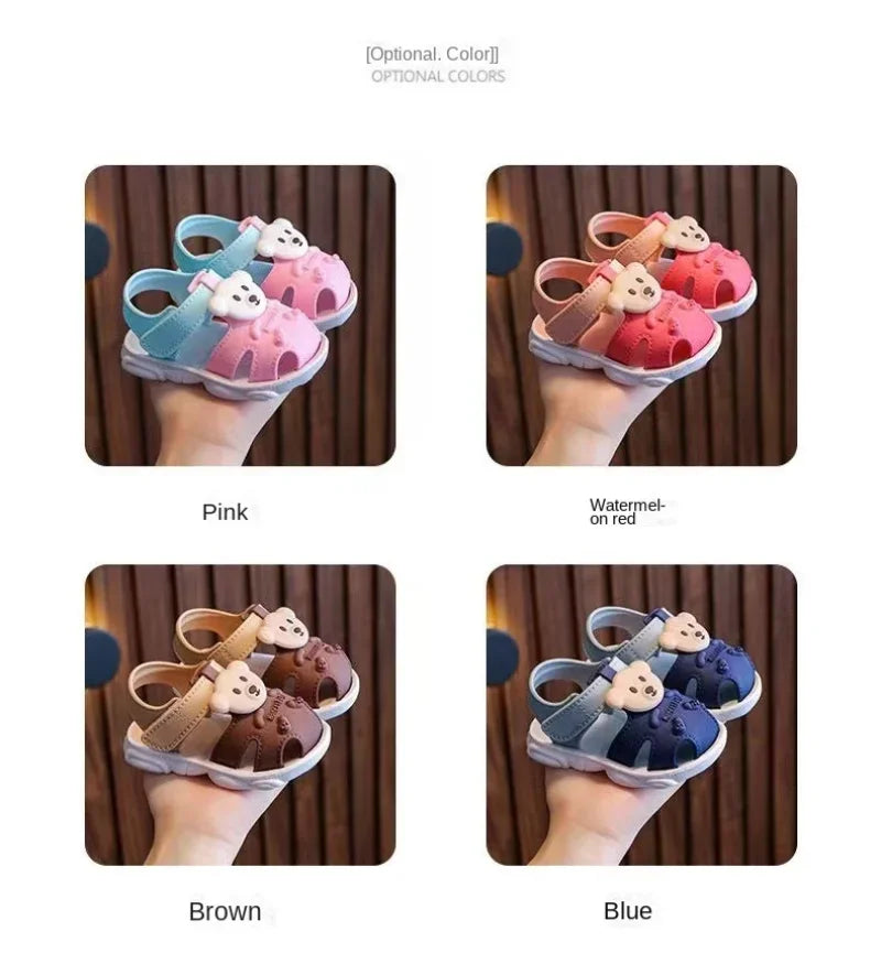 Toddler sandals with charming animal cartoon details, perfect for beach and summer fun