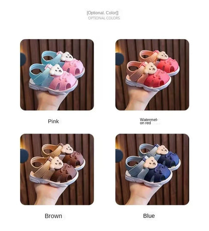 Toddler sandals with charming animal cartoon details, perfect for beach and summer fun