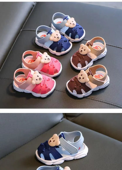 Infant footwear: breathable cartoon sandals with soft straps, ideal for delicate toddler feet