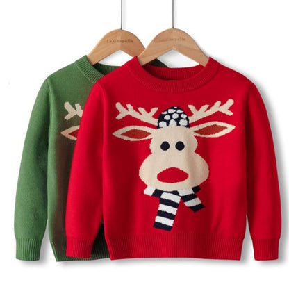 Toddler Christmas reindeer knitwear sweater made from cotton viscose, ideal holiday outfit