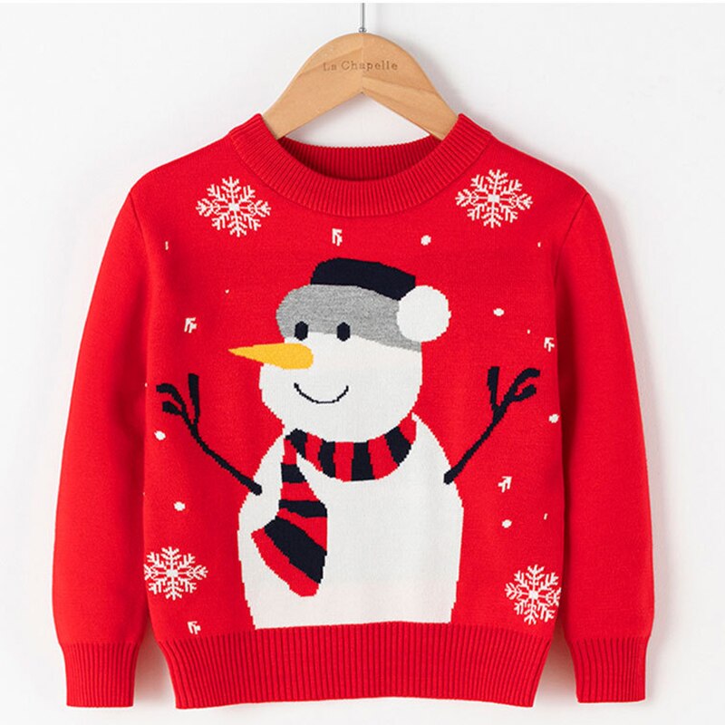 Collection of colorful kids reindeer Christmas sweaters, holiday gift idea