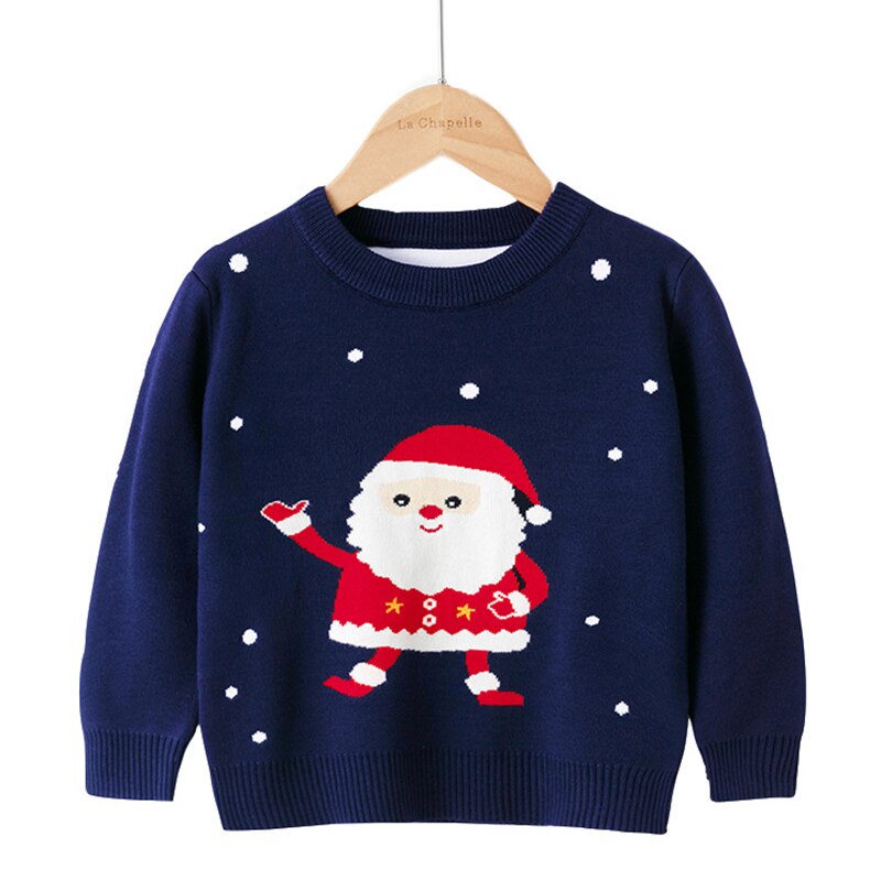 Back view of a plain but cozy toddler reindeer knitwear sweater, winter warm