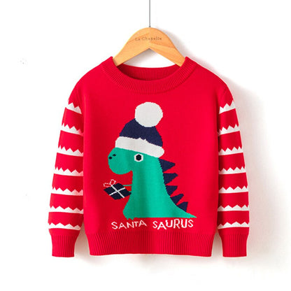 Isolated image of a folded kids reindeer Christmas sweater, ready for gifting