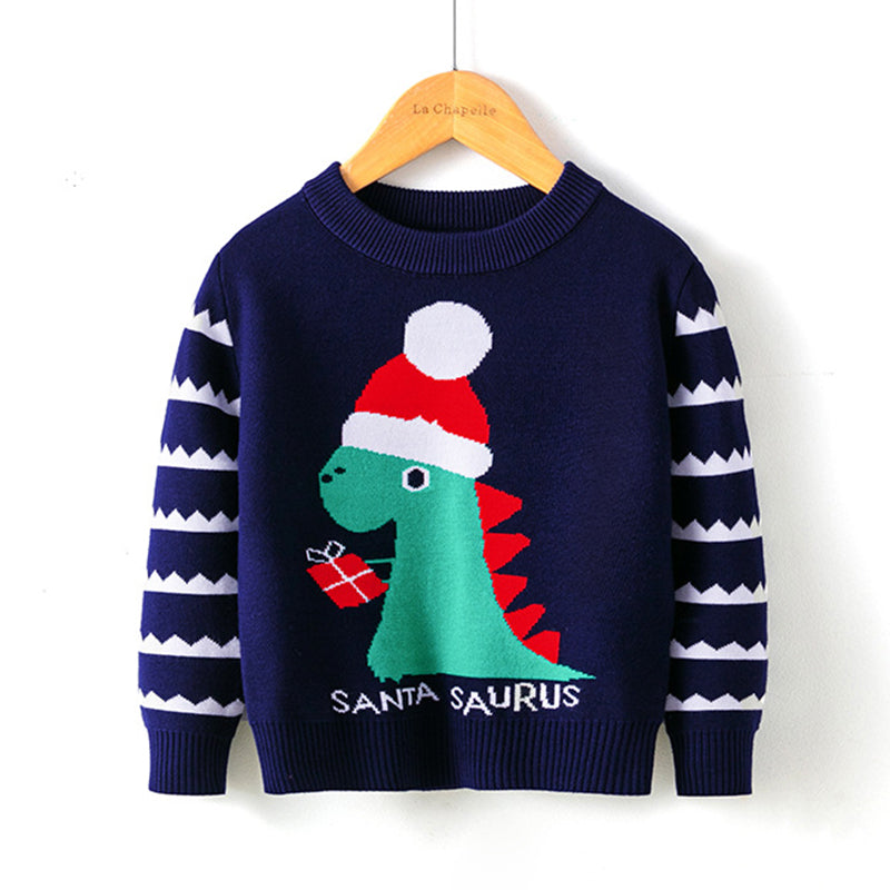 A happy baby in a soft reindeer holiday outfit, Christmas apparel knitwear