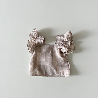 Perfect baby summer clothing: blue cotton square neck sleeveless top & shorts for active toddlers