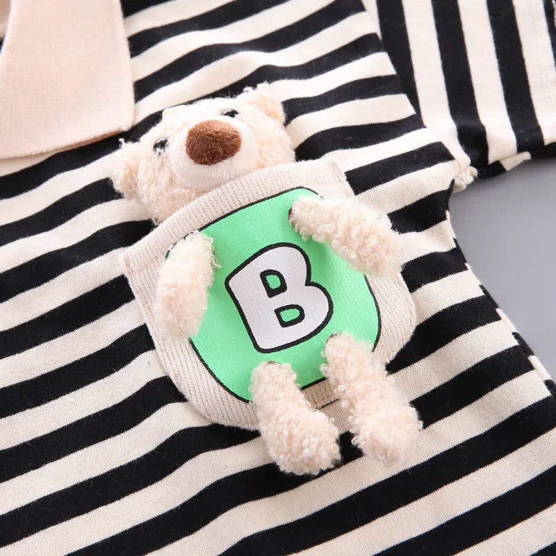 Baby & toddler striped cotton t-shirt and shorts set, a comfy summer outfit for play.