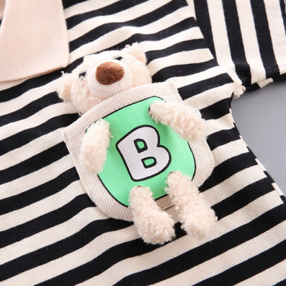Baby & toddler striped cotton t-shirt and shorts set, a comfy summer outfit for play.