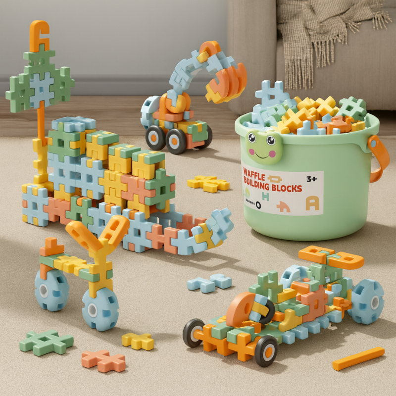 Toddler Creative Building Blocks Set for kids, colorful jumbo construction toy for preschool learning