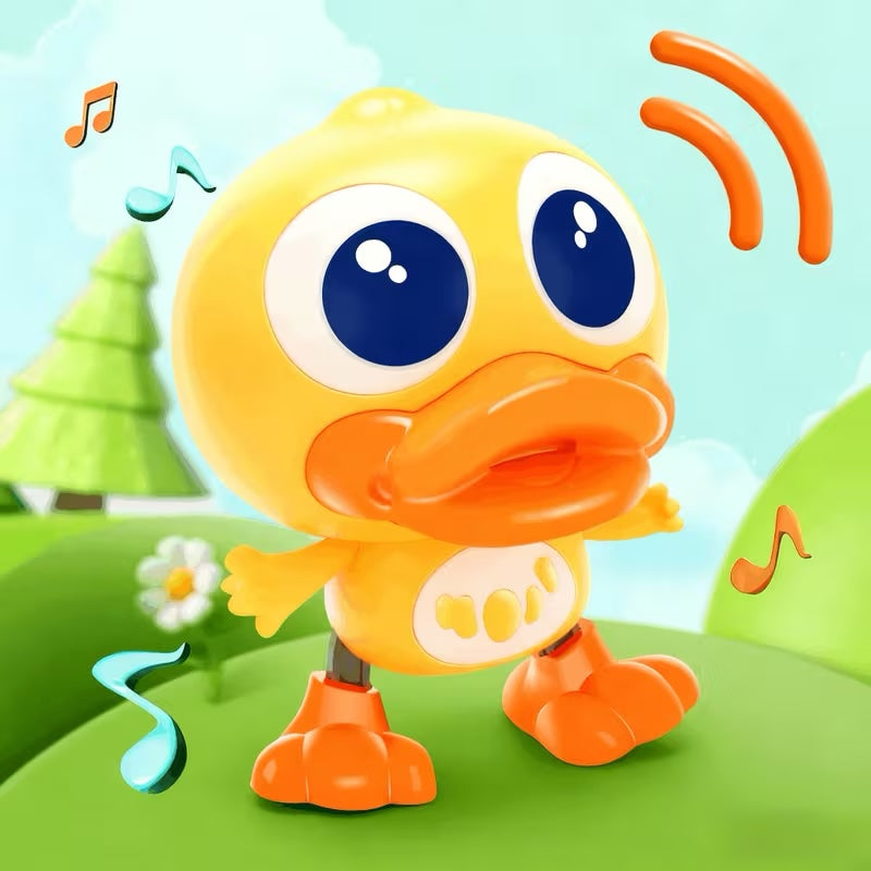 Toddler dancing musical duck toy with LED lights, interactive sensory play for kids gift