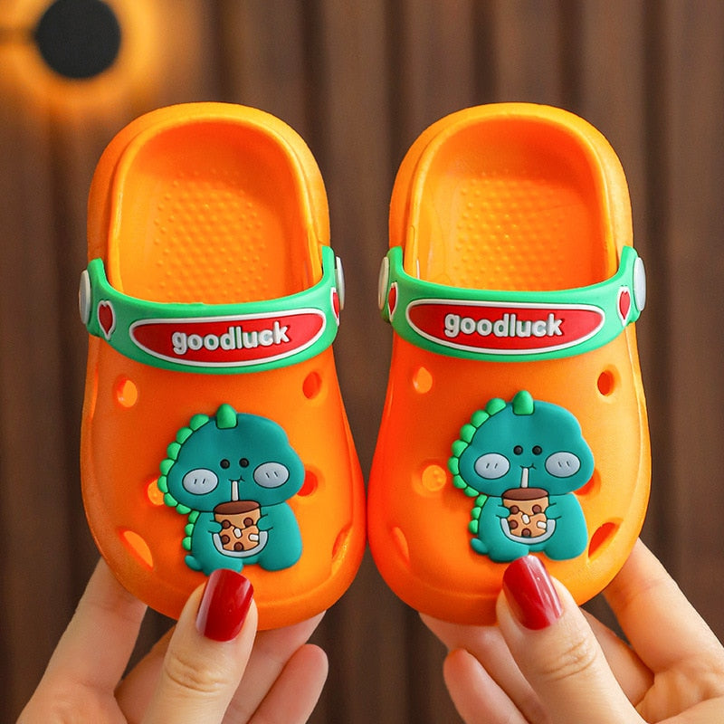 Waterproof toddler dinosaur sandals, red, ideal for active kids' summer play