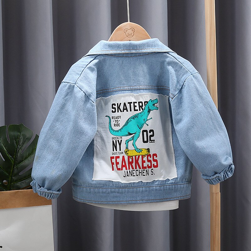 Side view of a child's hooded zipper jacket, featuring a playful dog print, suitable for daily wear.