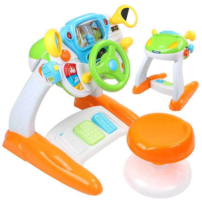 Toddler driving simulator toy steering wheel, red with buttons, for pretend play kids car game