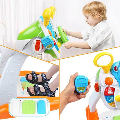 Kids driving simulation play toy steering wheel with lights and sounds, an educational indoor activity