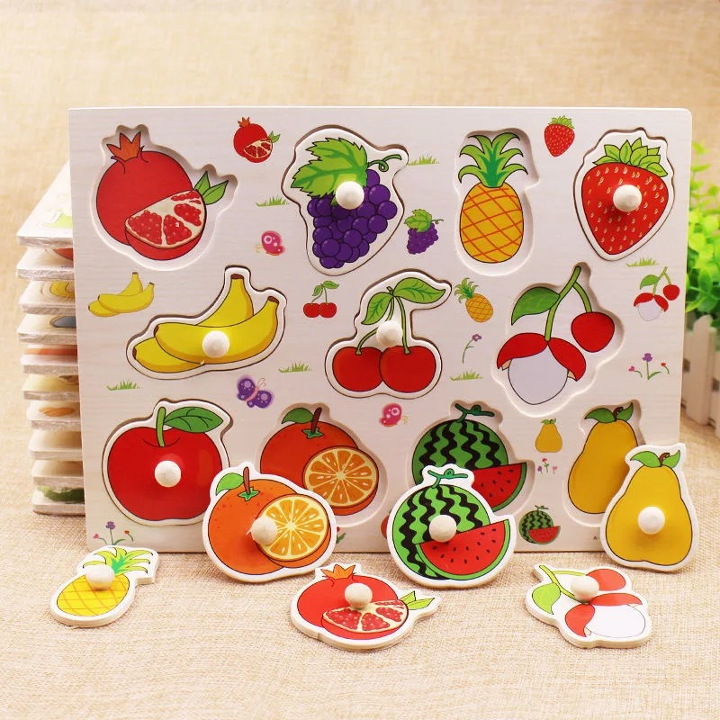 Toddler educational learning puzzle set, colorful wooden pieces for cognitive development