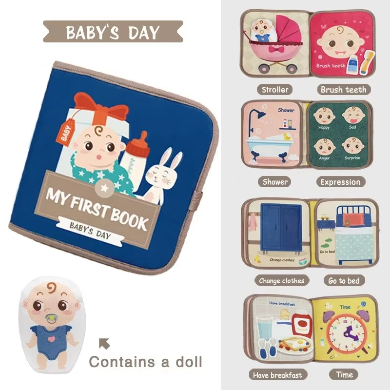 Compact educational busy book with carrying handle, a perfect travel toy for toddlers
