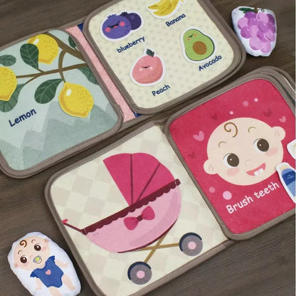 Interactive busy book for kids featuring buckles & zippers, developing fine motor skills, travel friendly