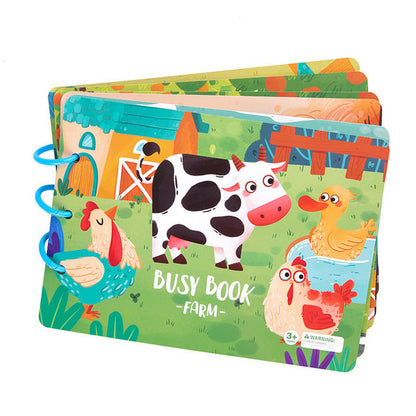 Close-up of a page in Quiet Book displaying numbers and counting activity, early learning for toddlers