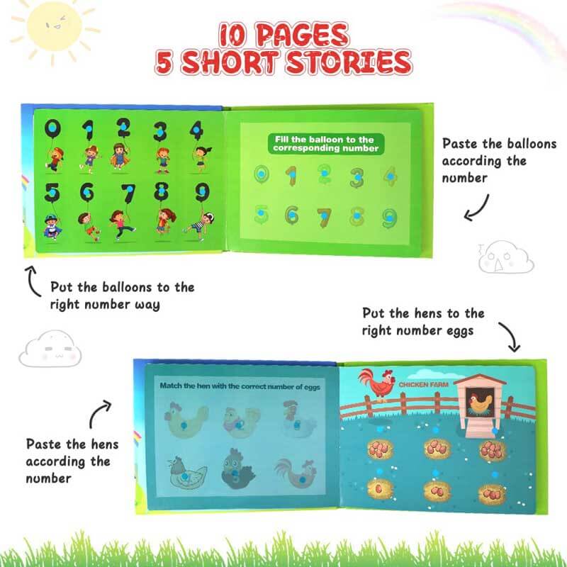 Child concentrating on a sorting activity within an interactive felt quiet book, boosting cognitive abilities