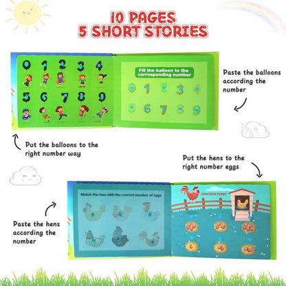 Child concentrating on a sorting activity within an interactive felt quiet book, boosting cognitive abilities
