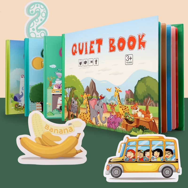 Toddler girl exploring a buckle activity within her felt cognitive learning quiet book, building independence