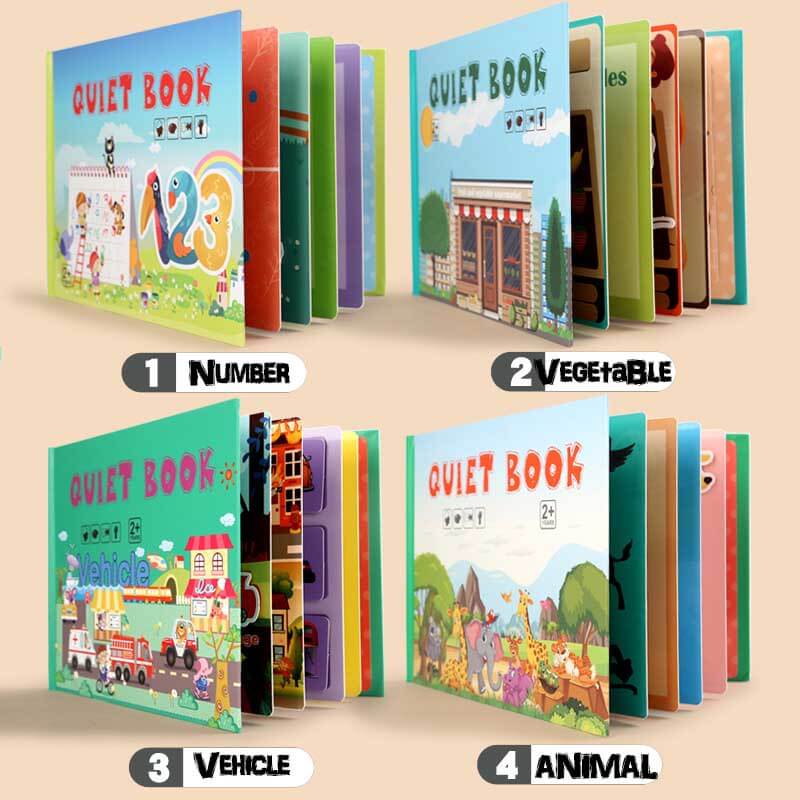 Educational quiet book for toddlers, featuring a sequence of felt activities for cognitive growth and fun