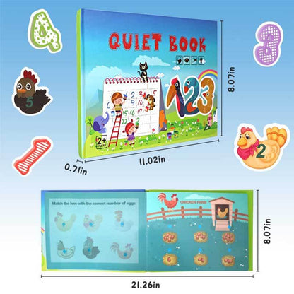 Unisex interactive felt quiet book, open to a shape sorting page, designed for early childhood learning