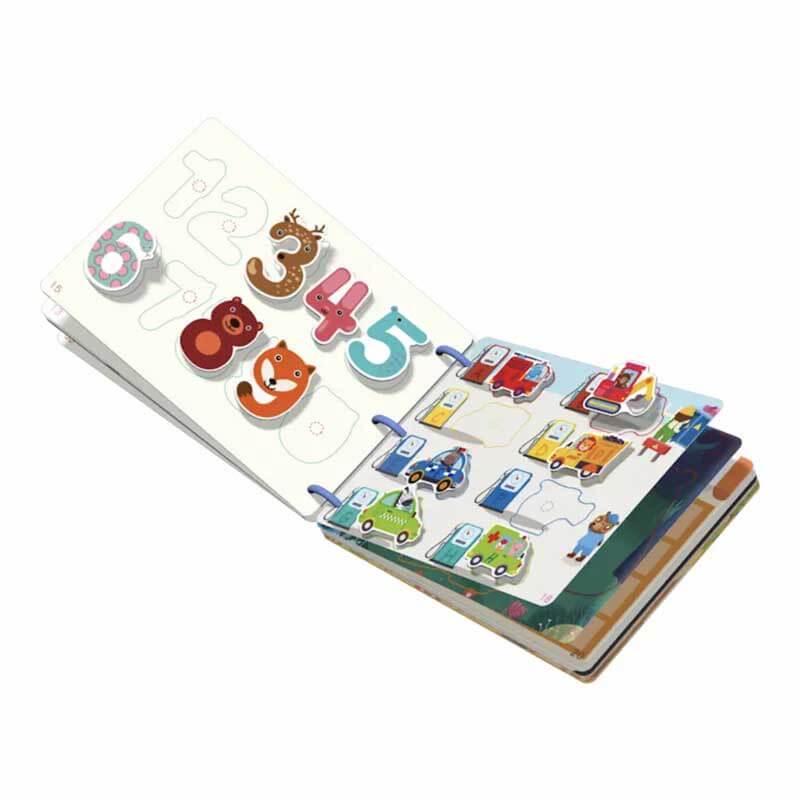 Close-up of a felt zipper activity in a quiet book, great for fine motor skill development and cognitive learning