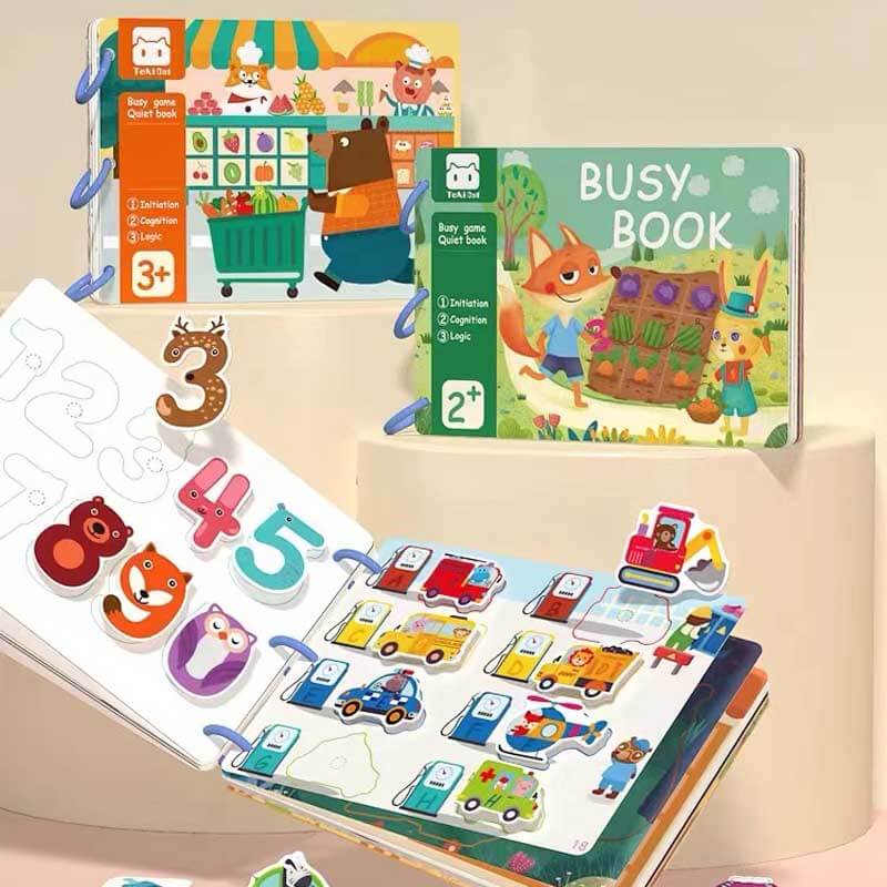 Unisex quiet book for toddlers, with various felt activity pages, ideal for cognitive skill building