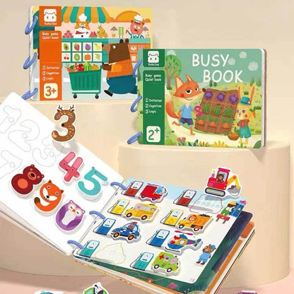 Unisex quiet book for toddlers, with various felt activity pages, ideal for cognitive skill building