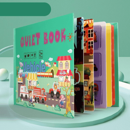 Childrens activity busy book, durable and engaging, designed for repetitive play and learning.
