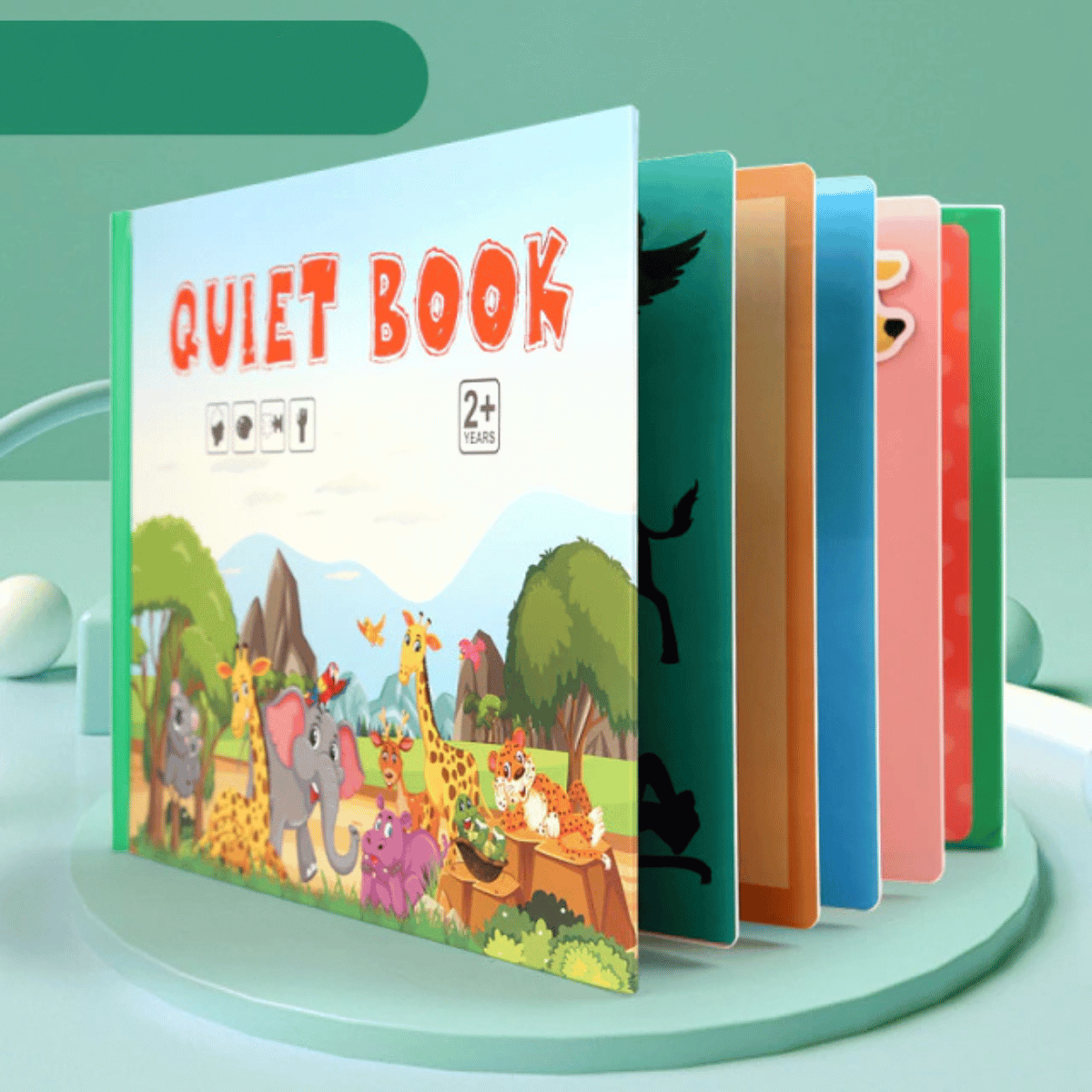 Educational busy book kit for kids, featuring various learning elements including colors and numbers.