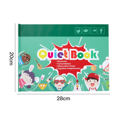 Colorful educational busy book for kids, featuring various activities for early development.