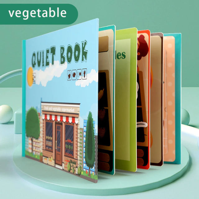 Kids' busy book fostering fine motor skills through hands-on, interactive play and early learning.