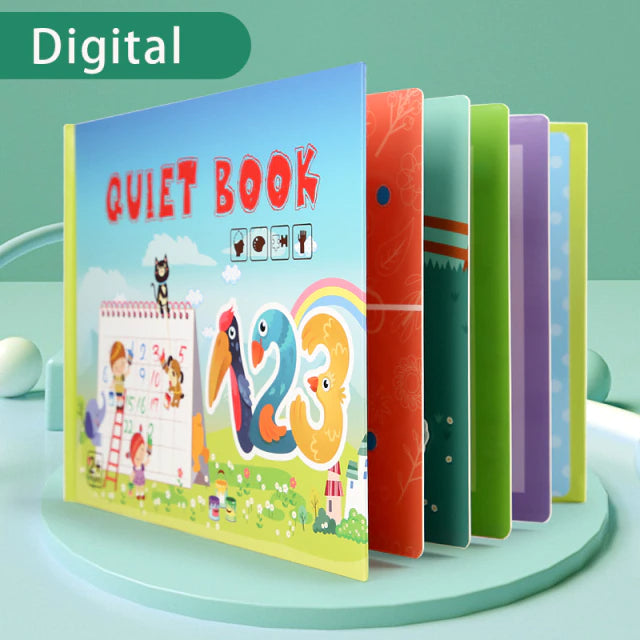Sensory play busy book for early development, featuring textures and shapes for young kids.