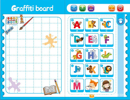 Preschool learning book: interactive English musical toy for toddlers to learn letters.