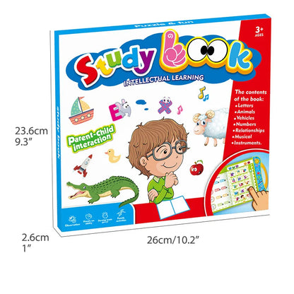 Toddler's interactive English musical book, an educational toy for language development.