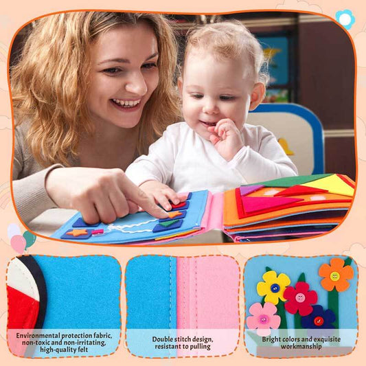 Toddler Felt 3D Montessori Activity Book, educational sensory toy for kids learning