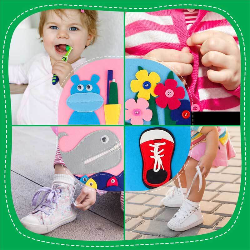 Montessori quiet book for toddlers, sensory felt toy with interactive elements